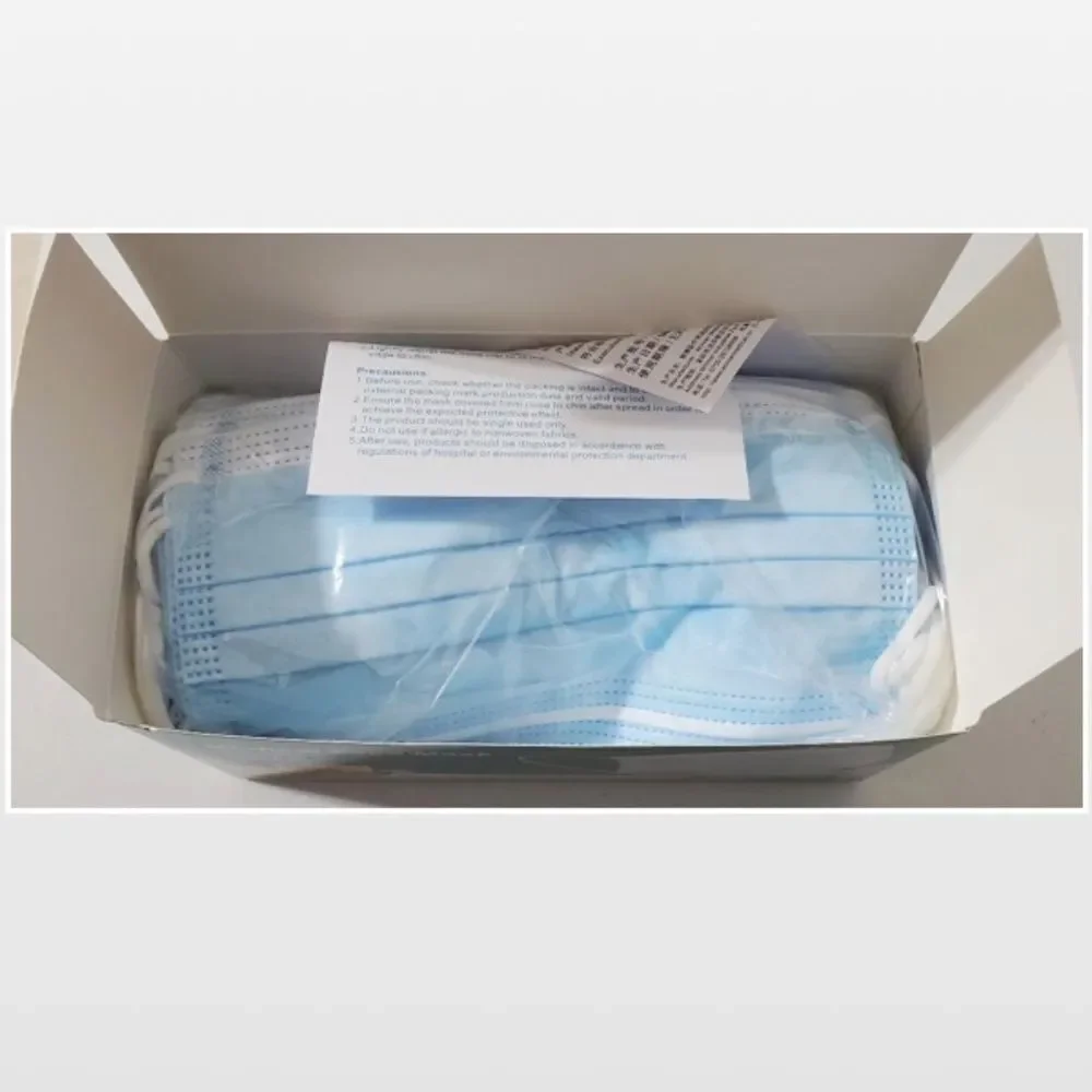 2 New Unisex 50 Box Blue & White Disposable Face Masks